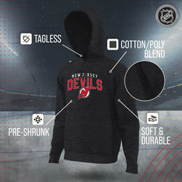 New Jersey Devils NHL Adult Unisex Powerplay Hooded Sweatshirt - Black Heather