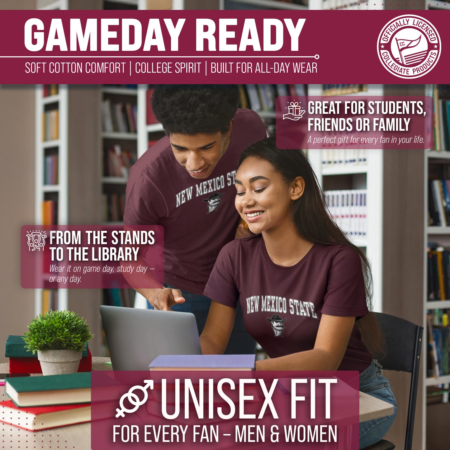 New Mexico State Aggies NCAA Adult Gameday Cotton T-Shirt - Maroon