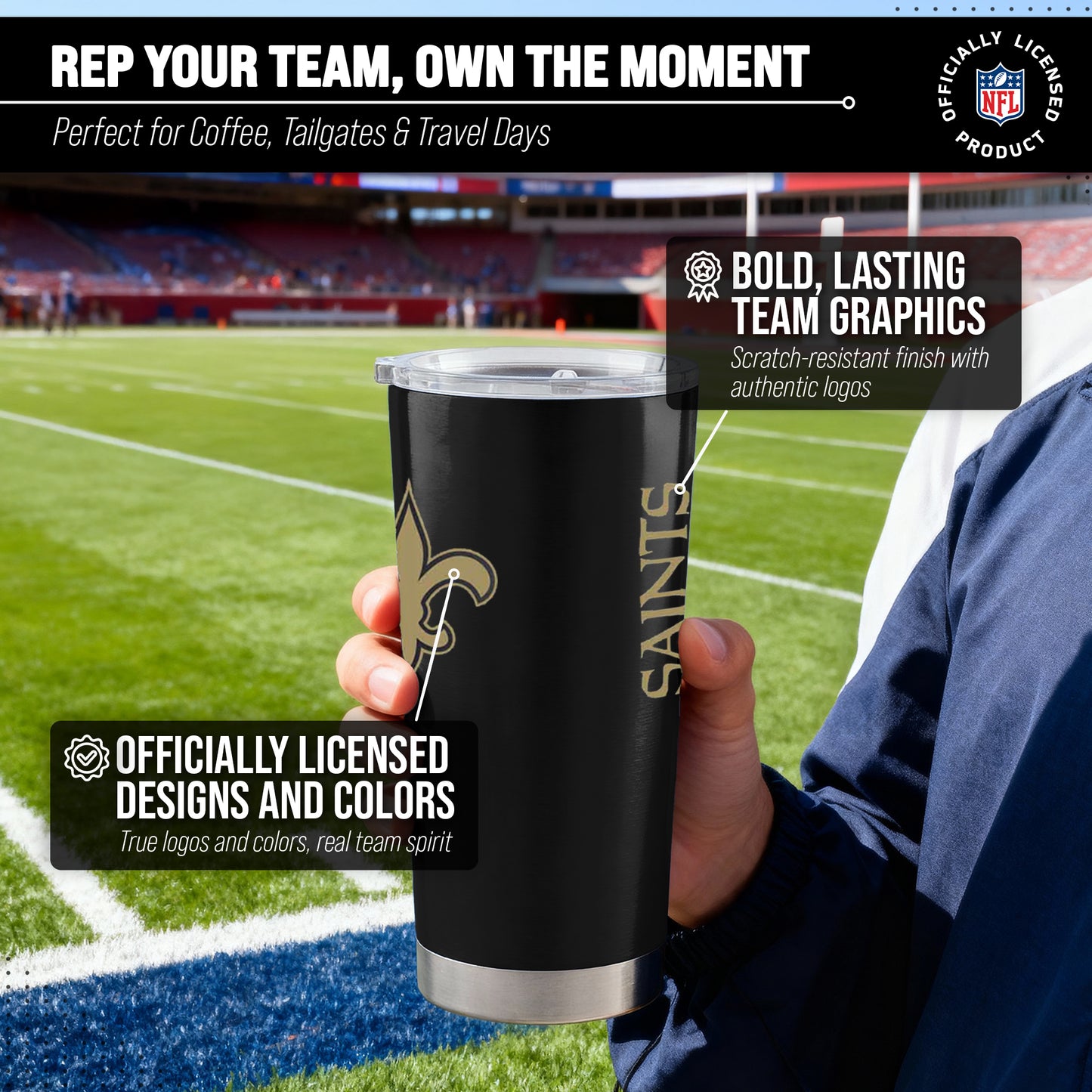 New Orleans Saints NFL 20oz Gameday Stainless Steel Tumbler - Black