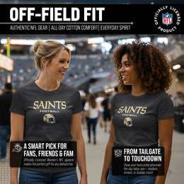 New Orleans Saints Women's NFL Football Helmet Short Sleeve Tagless T-Shirt - Charcoal