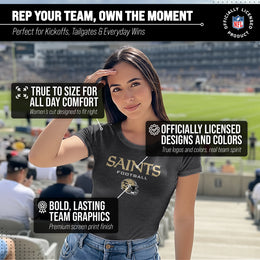 New Orleans Saints Women's NFL Football Helmet Short Sleeve Tagless T-Shirt - Charcoal