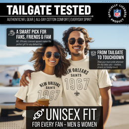 New Orleans Saints NFL Adult Big Date Tag-Less T-Shirt - Natural