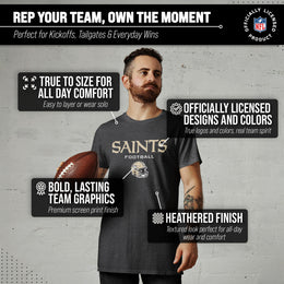 New Orleans Saints NFL Adult Football Helmet Tagless T-Shirt - Charcoal