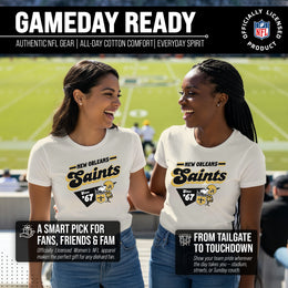 New Orleans Saints NFL Womens Vintage Charm Tag-Less Soft T-Shirt - Birch