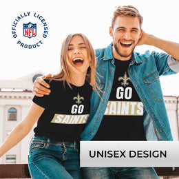 New Orleans Saints NFL Adult Team Slogan Unisex T-Shirt - Black
