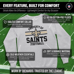 New Orleans Saints NFL Adult Property Of Crewneck Fleece Sweatshirt - Sport Gray