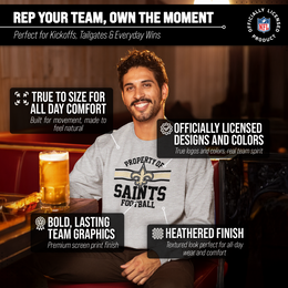 New Orleans Saints NFL Adult Property Of Crewneck Fleece Sweatshirt - Sport Gray