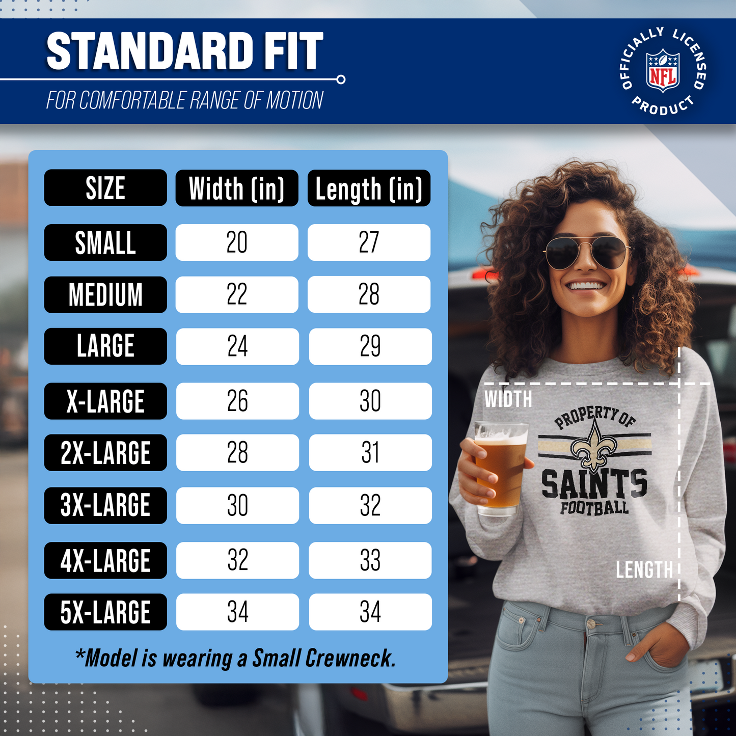 New Orleans Saints NFL Adult Property Of Crewneck Fleece Sweatshirt - Sport Gray