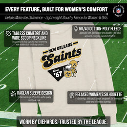 New Orleans Saints NFL Womens Vintage Charm Slouchy Crewneck - Birch