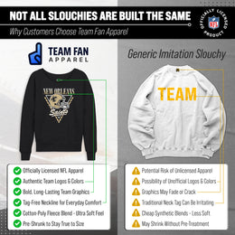 New Orleans Saints NFL Womens Retro Triangle Slouchy Crewneck - Heather Charcoal