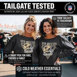 New Orleans Saints NFL Womens Retro Triangle Slouchy Crewneck - Heather Charcoal