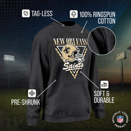 New Orleans Saints NFL Womens Retro Triangle Slouchy Crewneck - Heather Charcoal