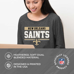 New Orleans Saints NFL Womens Charcoal Crew Neck Football Apparel - Charcoal