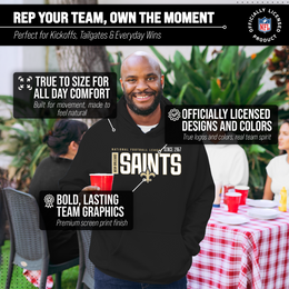 New Orleans Saints NFL Adult Unisex Modern Endzone Soft Fleece Hooded Sweatshirt - Black