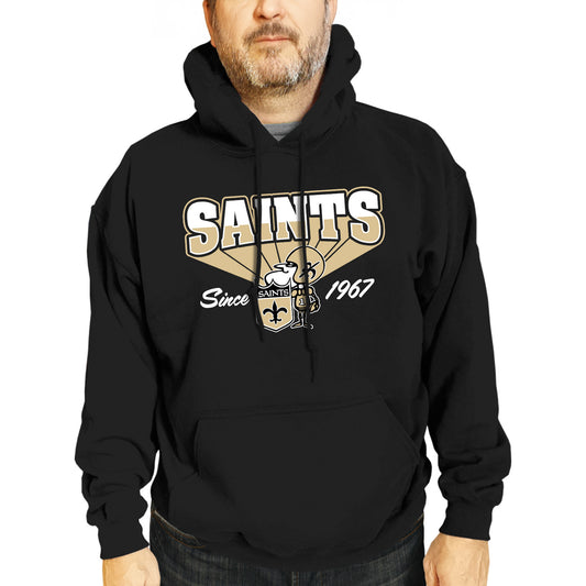 New Orleans Saints NFL Adult Unisex Vintage Block Ultra Soft Fleece Hooded Sweatshirt - Black