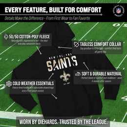 New Orleans Saints Adult NFL Diagonal Fade Fleece Hooded Sweatshirt - Black