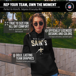 New Orleans Saints Adult NFL Diagonal Fade Fleece Hooded Sweatshirt - Black