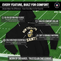 New Orleans Saints NFL Adult Unisex Retro Gameday Ultra Soft Fleece Hooded Sweatshirt - Black
