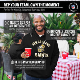 New Orleans Saints NFL Adult Unisex Retro Gameday Ultra Soft Fleece Hooded Sweatshirt - Black
