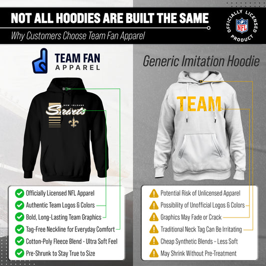 New Orleans Saints NFL Adult Unisex Retro Script Ultra Soft Fleece Hooded Sweatshirt - Black