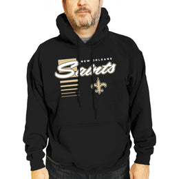 New Orleans Saints NFL Adult Unisex Retro Script Ultra Soft Fleece Hooded Sweatshirt - Black