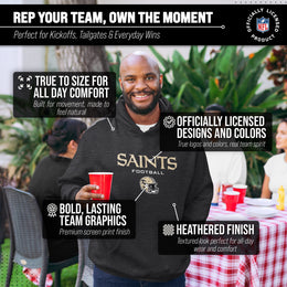 New Orleans Saints Adult NFL Football Helmet Heather Hooded Sweatshirt  - Charcoal