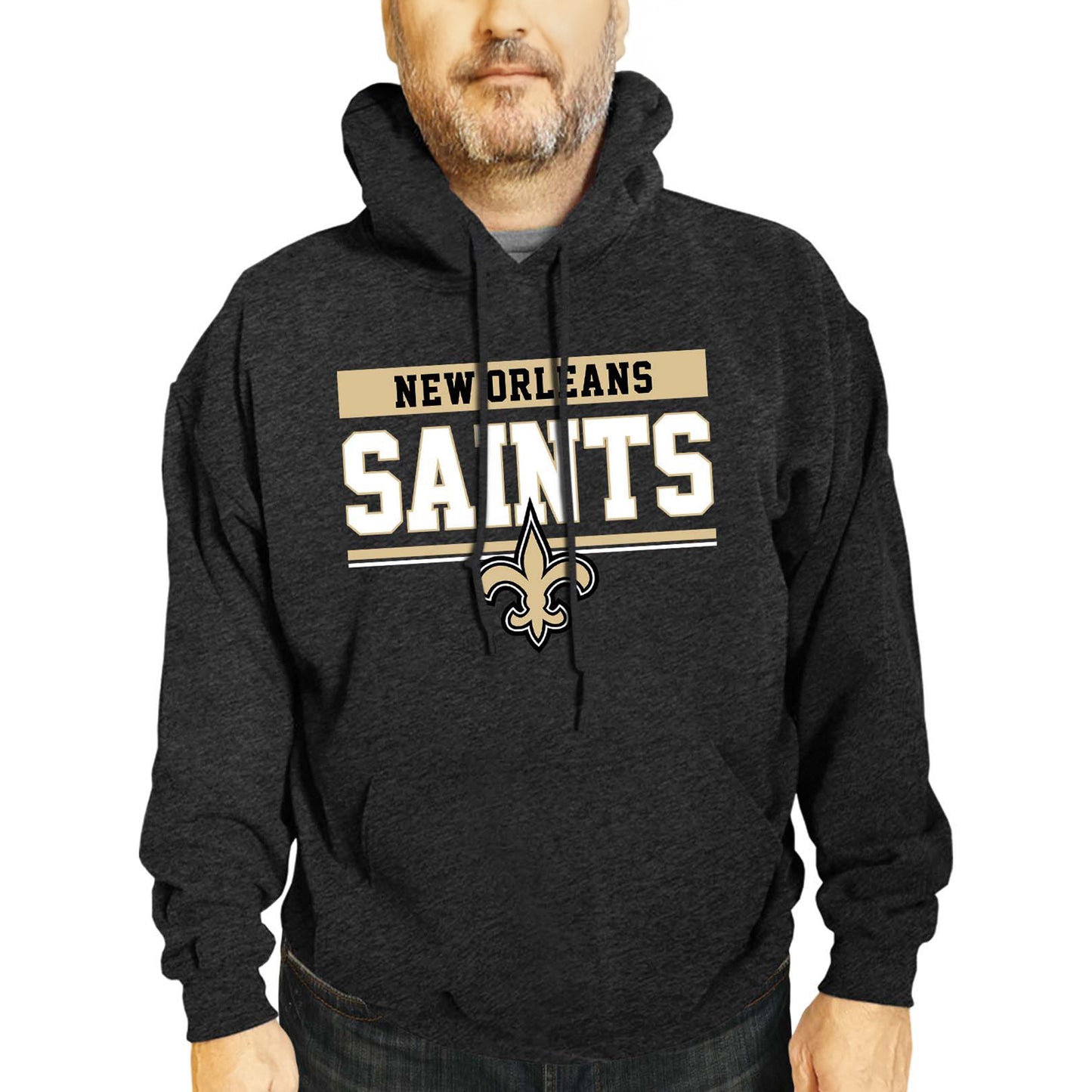 New Orleans Saints NFL Adult Gameday Charcoal Hooded Sweatshirt - Charcoal