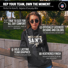 New Orleans Saints NFL Adult Gameday Charcoal Hooded Sweatshirt - Charcoal