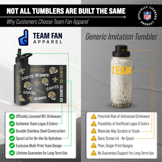 New Orleans Saints NFL 34Oz Native Quencher Water Bottle - Black