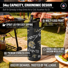 New Orleans Saints NFL 34Oz Native Quencher Water Bottle - Black