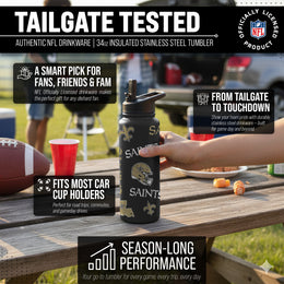 New Orleans Saints NFL 34Oz Native Quencher Water Bottle - Black