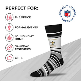 New Orleans Saints NFL Adult Striped Dress Socks - Black