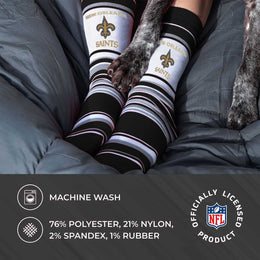 New Orleans Saints NFL Adult Striped Dress Socks - Black