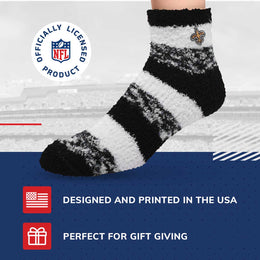 New Orleans Saints NFL Cozy Soft Slipper Socks - Black