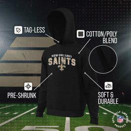 New Orleans Saints NFL Youth Starting Fresh Hoodie- Pro Football Sweatshirt for Boys and Girls - Black