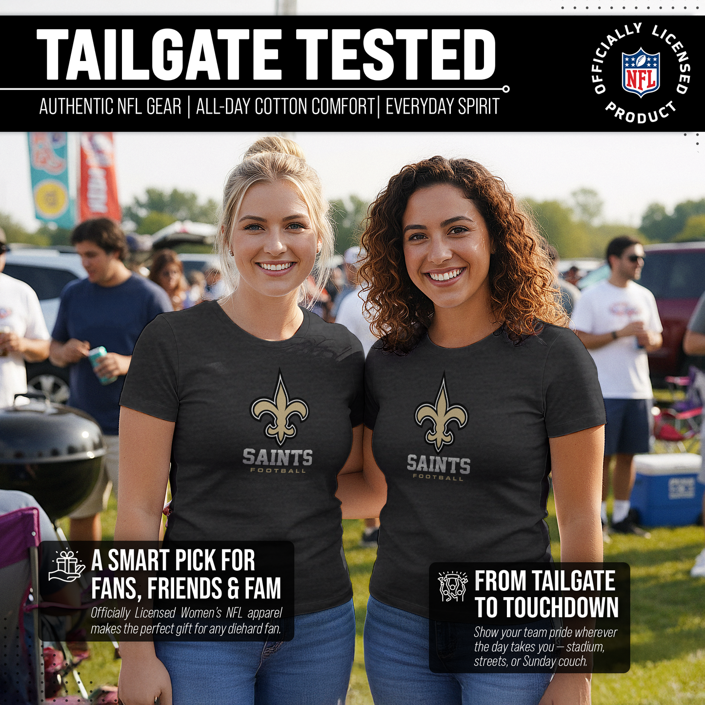 New Orleans Saints Women's NFL Ultimate Fan Logo Short Sleeve T-Shirt - Black