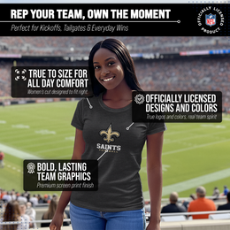 New Orleans Saints Women's NFL Ultimate Fan Logo Short Sleeve T-Shirt - Black