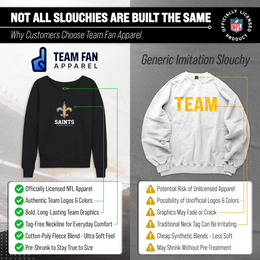 New Orleans Saints Women's NFL Ultimate Fan Logo Slouchy Crewneck -Tagless Fleece Lightweight Pullover - Charcoal