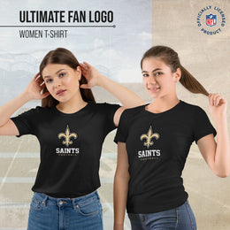 New Orleans Saints Women's NFL Ultimate Fan Logo Short Sleeve T-Shirt - Black