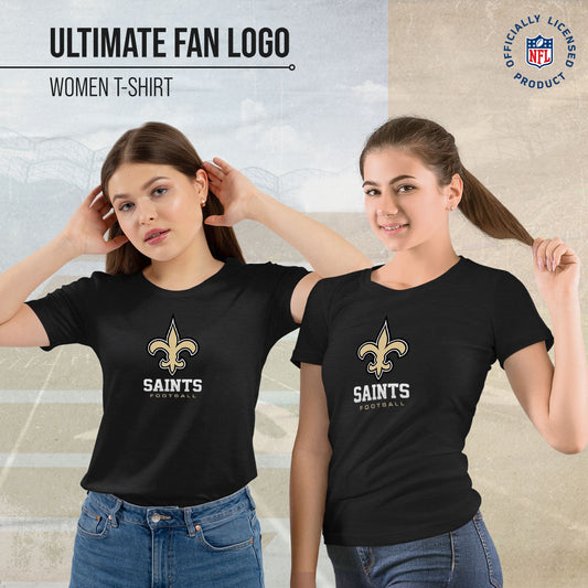 New Orleans Saints Women's NFL Ultimate Fan Logo Short Sleeve T-Shirt - Black