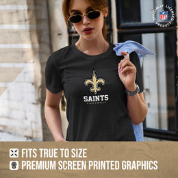 New Orleans Saints Women's NFL Ultimate Fan Logo Short Sleeve T-Shirt - Black