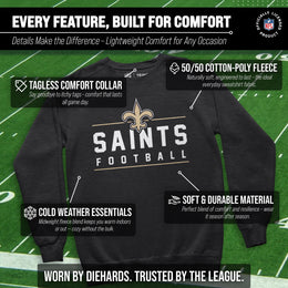 New Orleans Saints NFL Adult True Fan Crewneck Sweatshirt - Charcoal