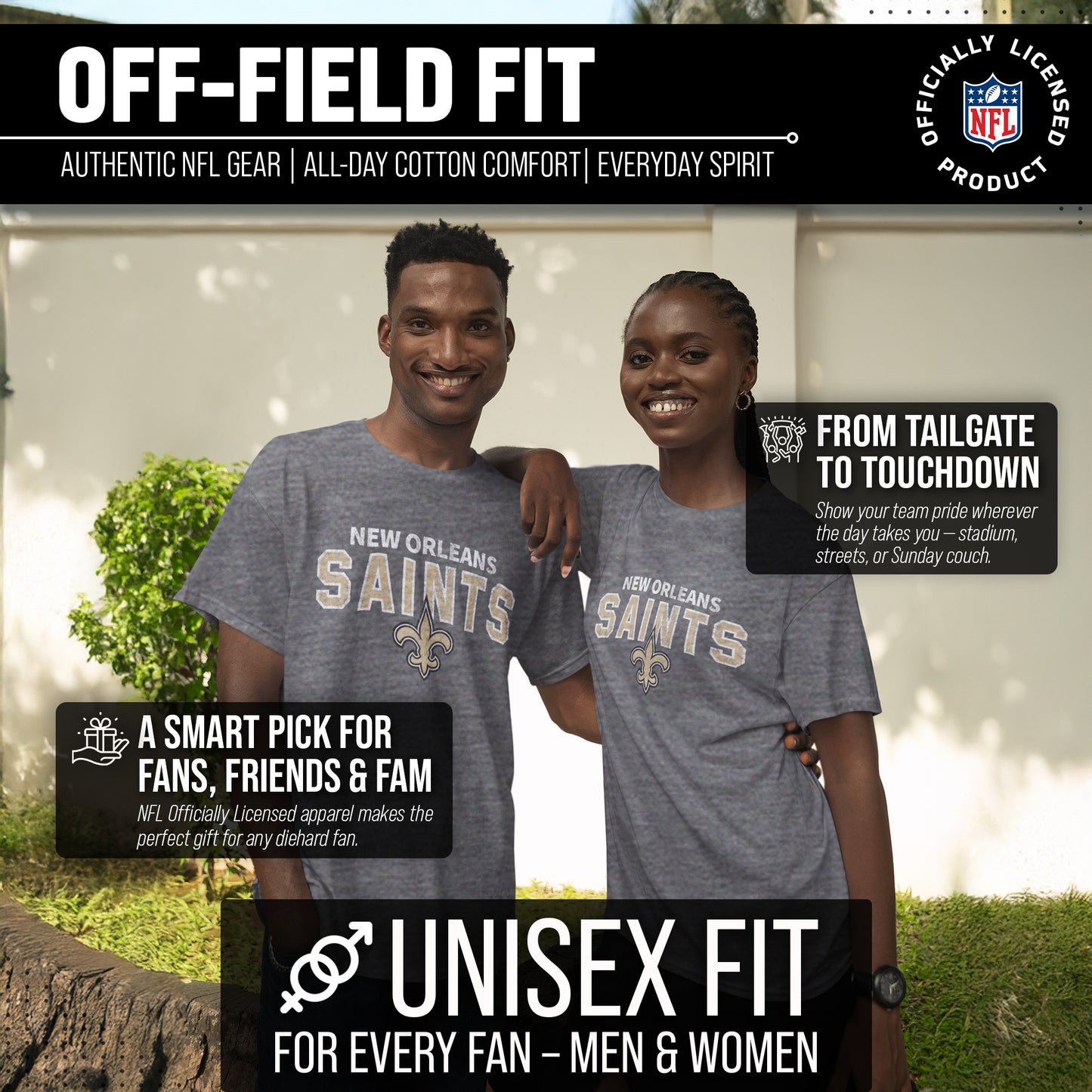 New Orleans Saints NFL Starting Fresh Short Sleeve Heather T-Shirt - Sport Gray