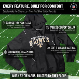 New Orleans Saints NFL Adult Unisex Starting Fresh Ultra Soft Fleece Hooded Sweatshirt - Black Heather