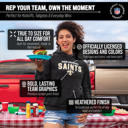New Orleans Saints NFL Adult Unisex Starting Fresh Ultra Soft Fleece Hooded Sweatshirt - Black Heather