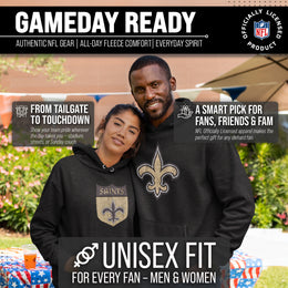 New Orleans Saints NFL Adult Unisex Modern Throwback Ultra Soft Fleece Hooded Sweatshirt - Black Heather