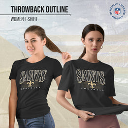 New Orleans Saints NFL Womens Overtime Blueprint Tag-Less T-Shirt - Black