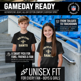 New Orleans Saints NFL Youth Gameday Football T-Shirt - Black