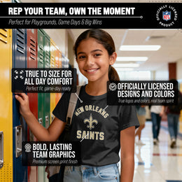 New Orleans Saints NFL Youth Gameday Football T-Shirt - Black