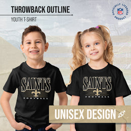New Orleans Saints NFL Youth Overtime Blueprint Football T-Shirt Unisex Tag Free Comfortable - Black